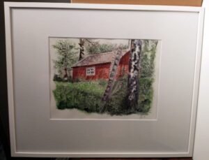 4. "Nu grönskar det" Sparreholms hembygdsgård. Akvarell av Johanna Cederqvist 30x22 cm 1600:- SÅLD
